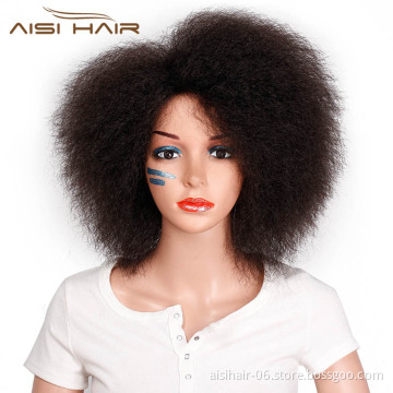 Aisi Hair Heat Resistant Synthetic Fiber Short Kinky Curly Afro Hair Wig Fluffy Cosplay Wigs for African American Wigs
